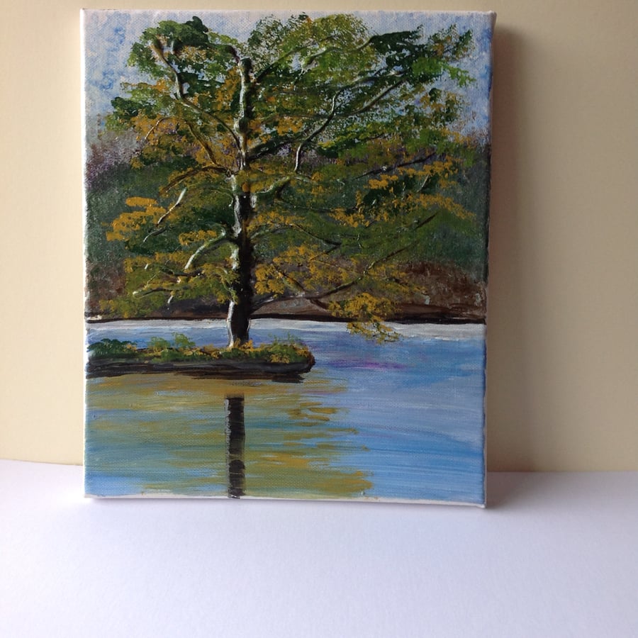 Acrylic painting tree on island