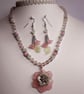 Upcycled Pink Flower Necklace And Earrings  - Image 3