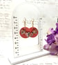 Pale pink heart washi paper blossom wooden earrings - Image 7