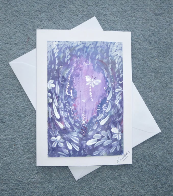 greetings card hand painted fantasy blank card ( ref F 446.D7 )
