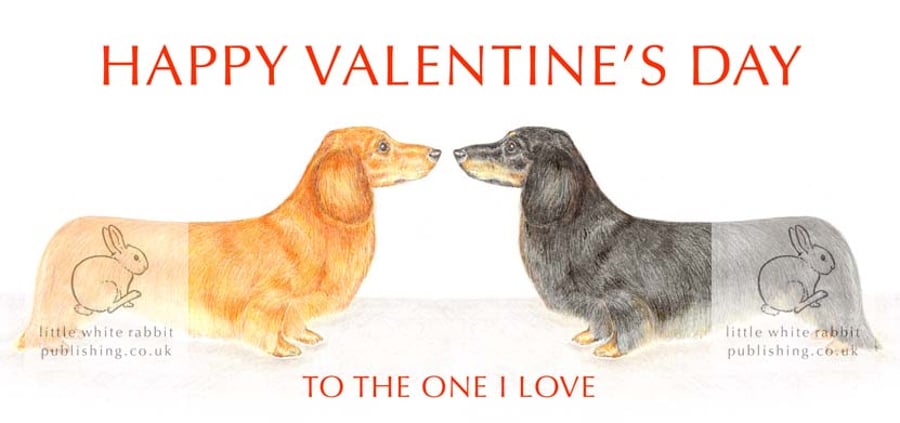 Dachshunds Nose to Nose - Valentine Card