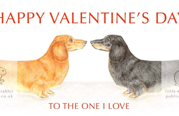 Dachshunds Nose to Nose - Valentine Card