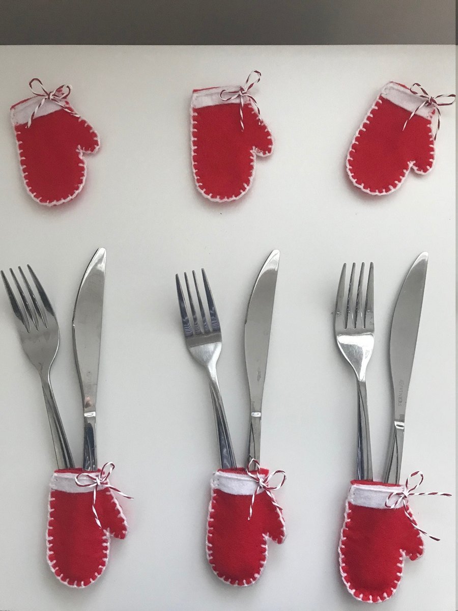 Christmas Gloves Cutlery Holders, Christmas Table Decorations, Xmas Decor, Chris