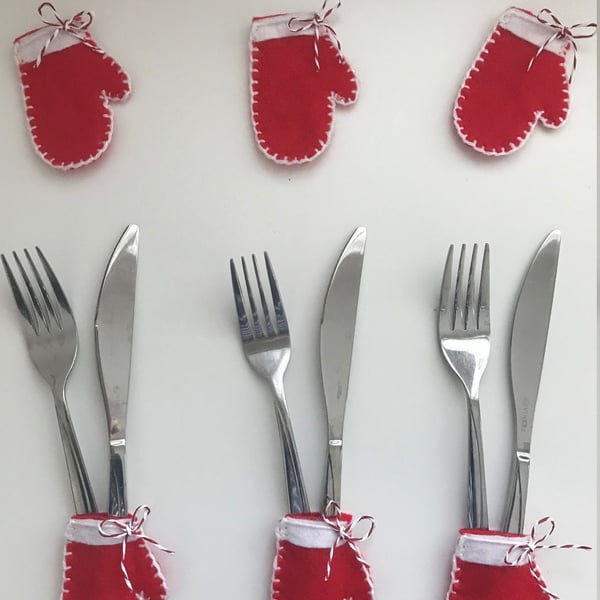 Christmas Gloves Cutlery Holders, Christmas Table Decorations, Xmas Decor, Chris