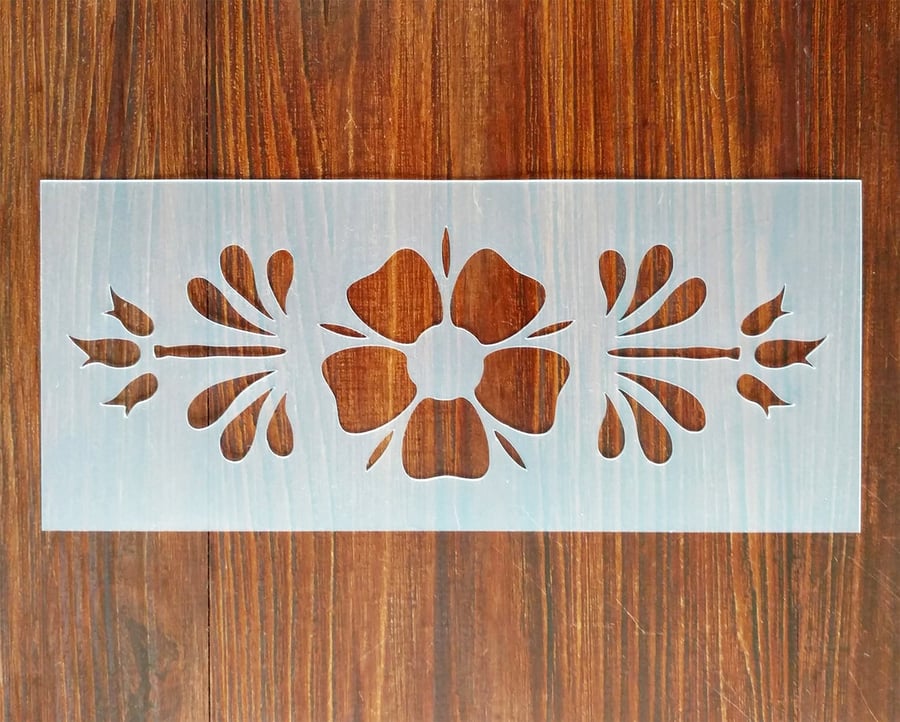 Floral Border Stencil Mask Reusable PP Sheet for Arts & Crafts