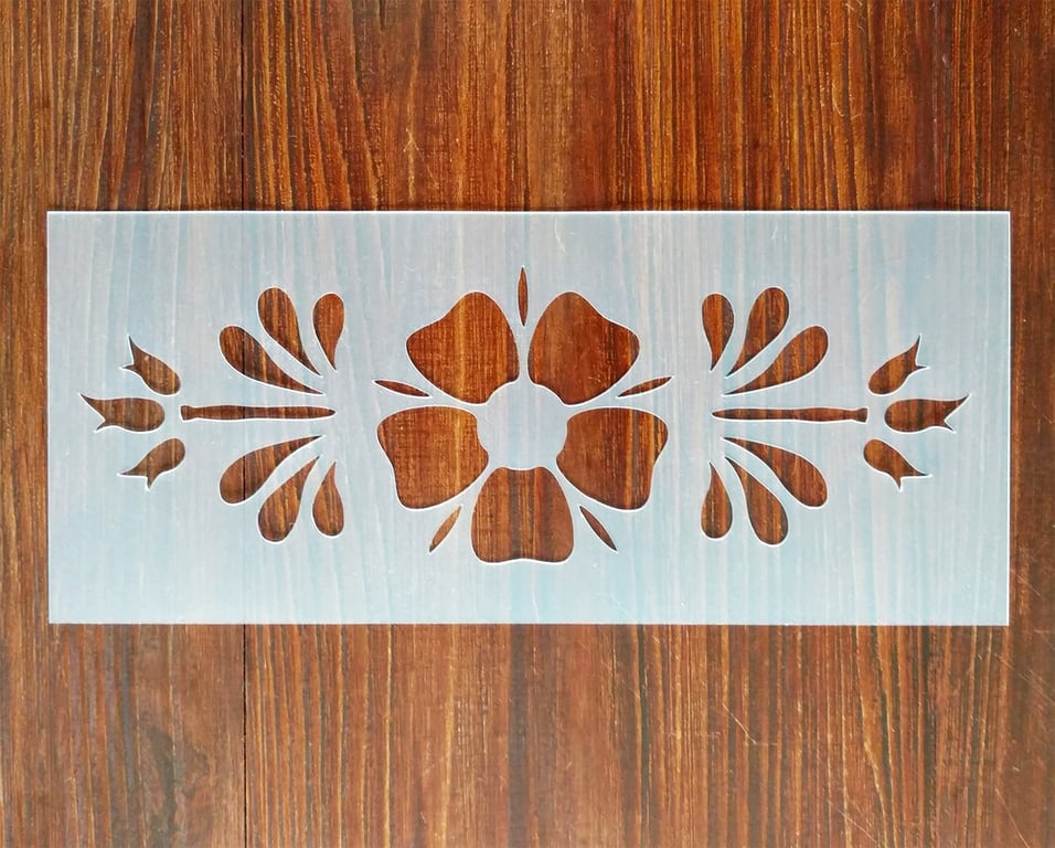 Floral Border Stencil Mask Reusable PP Sheet for Arts & Crafts