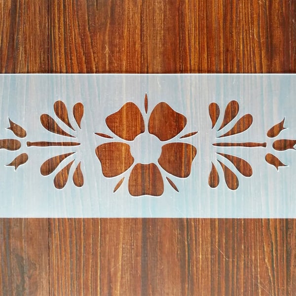 Floral Border Stencil Mask Reusable PP Sheet for Arts & Crafts