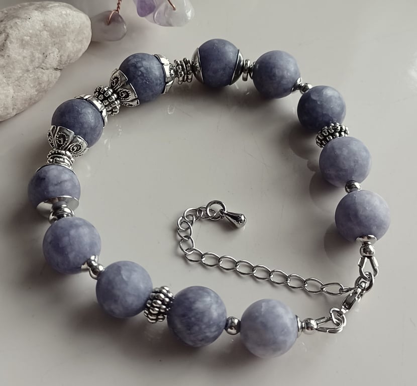 Handmade Agate Beaded Bracelet, Adjustable Handmade Gemstone Jewellery