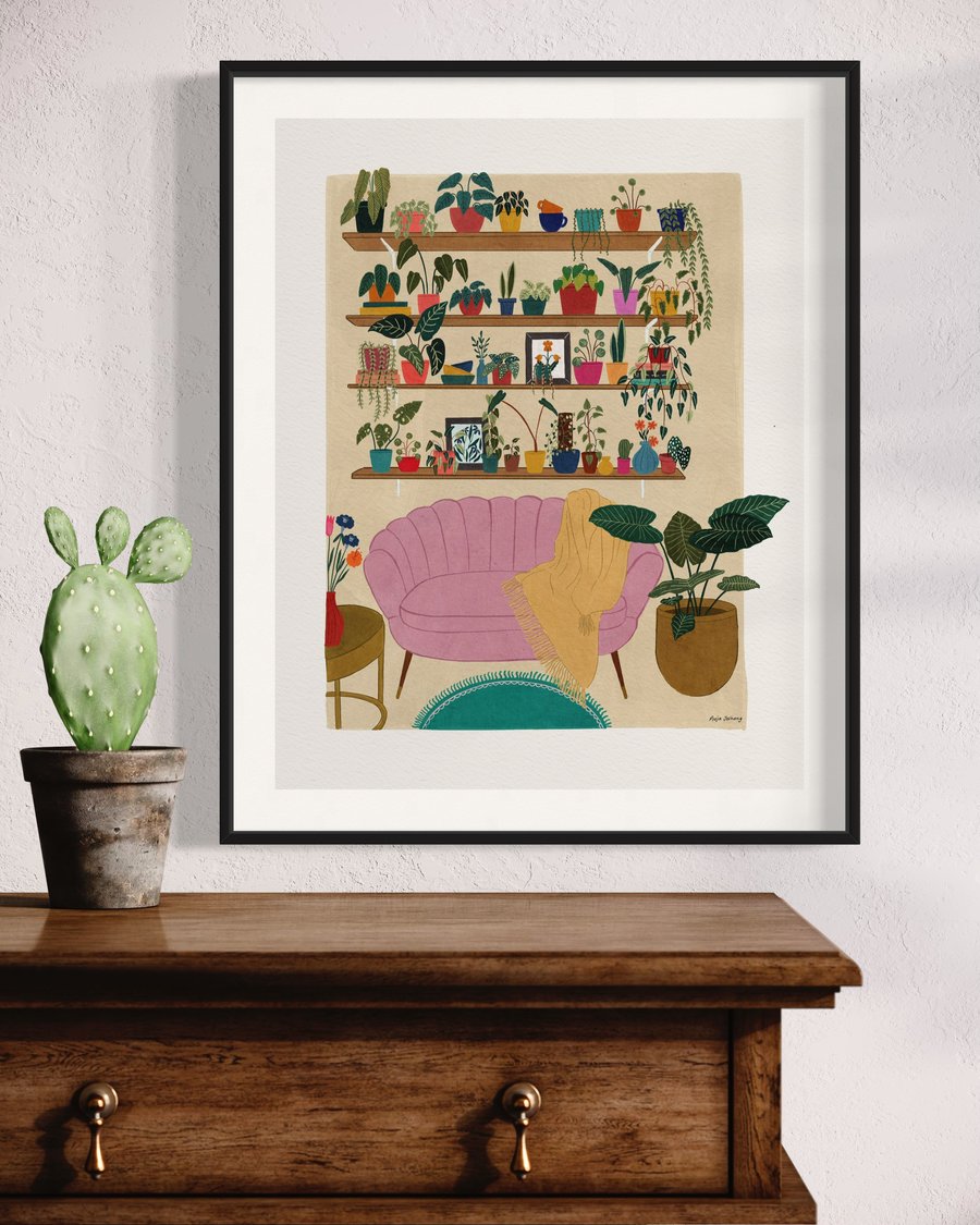 Shelves Full of Plants Illustration Art Print