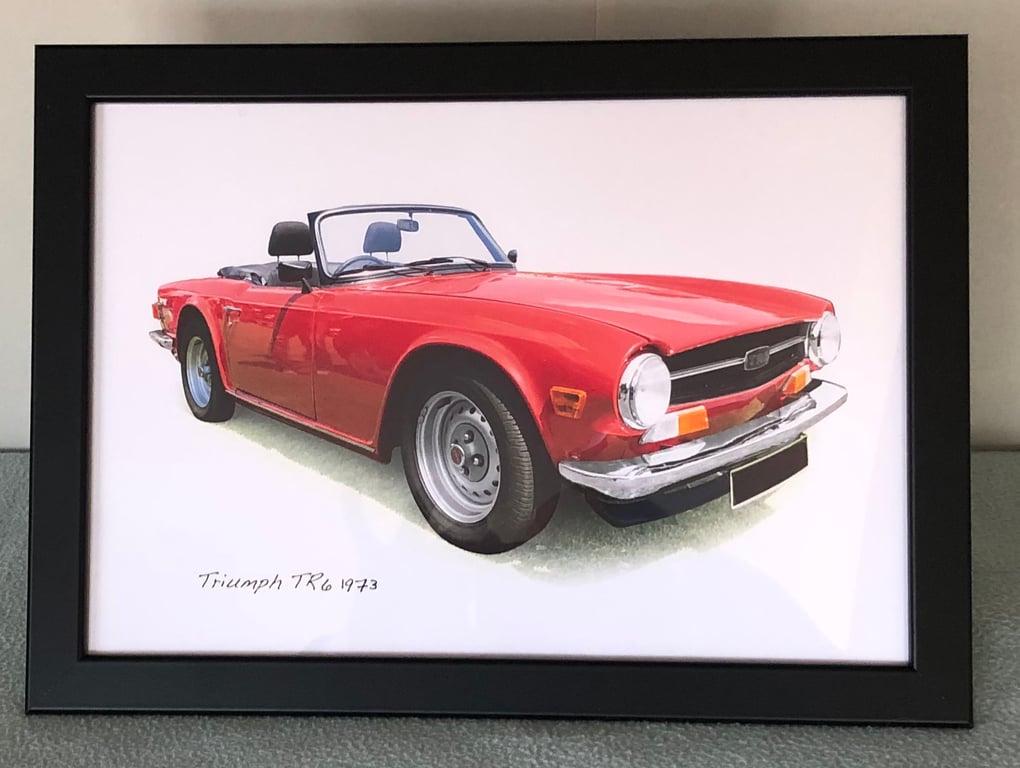 Triumph TR6  1973 - 4x6" or A4 Photo in a Black or White frame