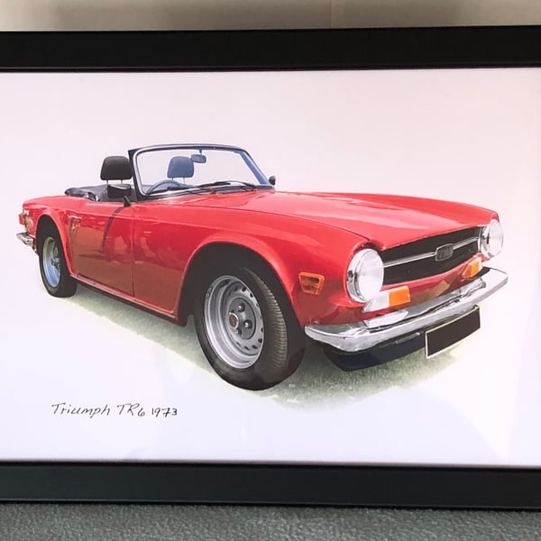 Triumph TR6  1973 - 4x6" or A4 Photo in a Black or White frame