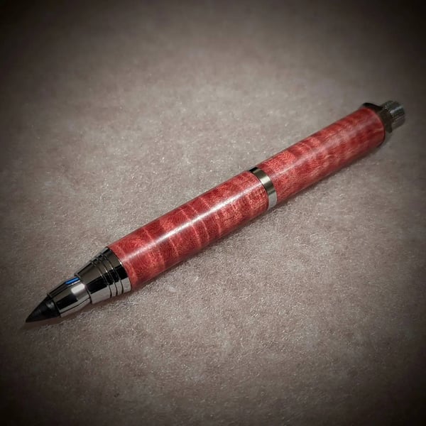 Red rippled maple Woodworkers artist pencil (5.6mm lead) with Chrome fittings