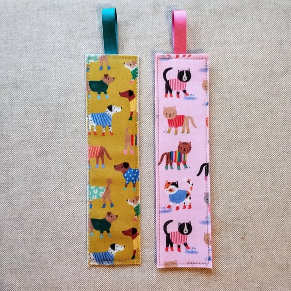 Dog and cat fabric bookmarks 