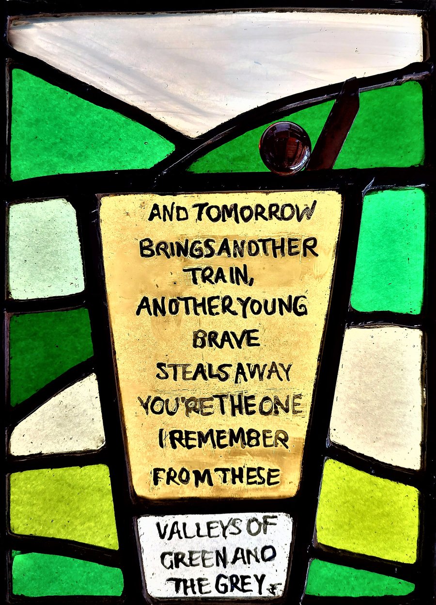 Contemporary Stained Glass Panel - Green and Grey