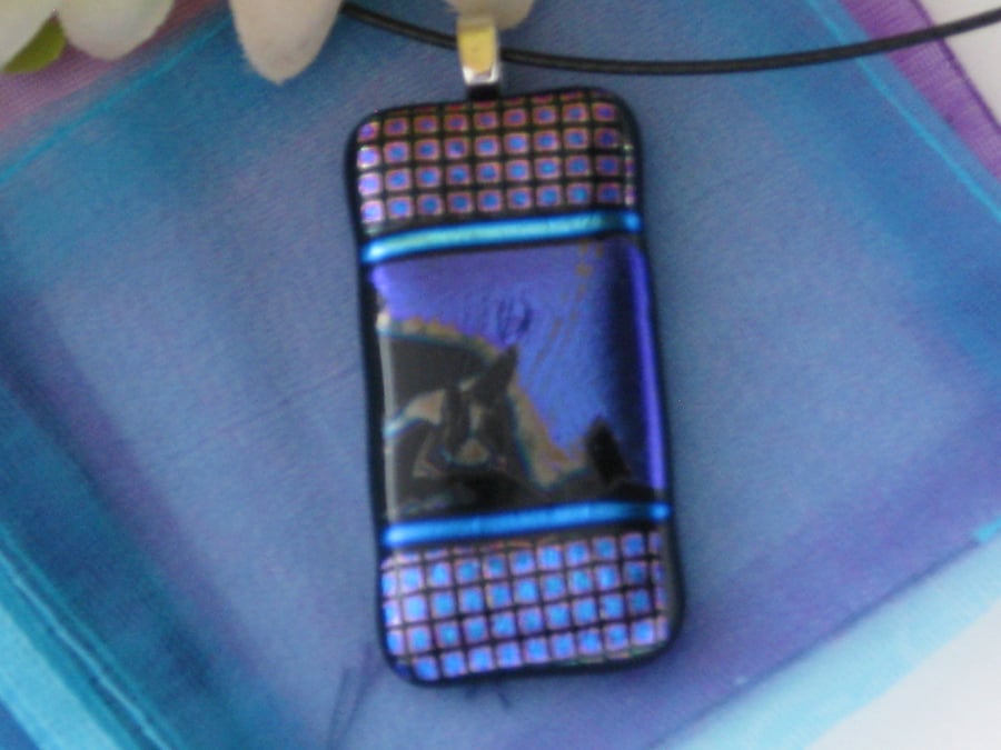 Unique fused dichroic glass pendant