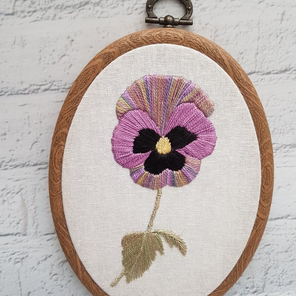 Pansy Embroidery, Pansy Art, Flower Embroidery, Hand Embroidery, Floral Gift, Na