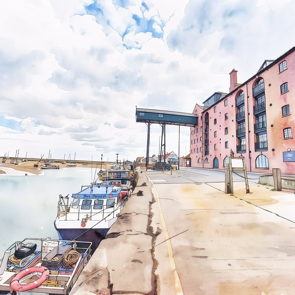 Wells-Next-The-Sea Greeting Card A5 Harbour View 