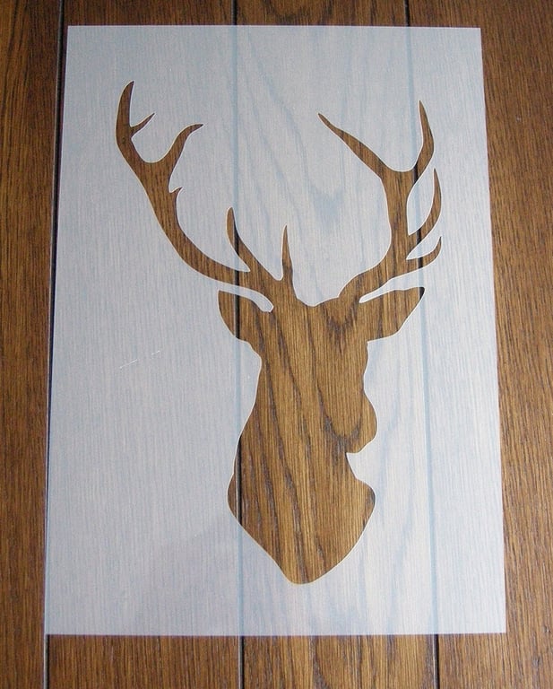 Stag's Head Stencil Mask Reusable PP Sheet for Arts & Crafts, DIY