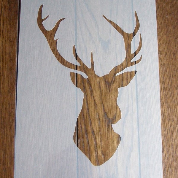 Stag's Head Stencil Mask Reusable PP Sheet for Arts & Crafts, DIY