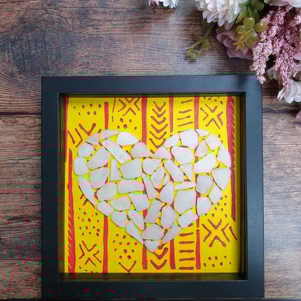 Seaglass Framed Heart