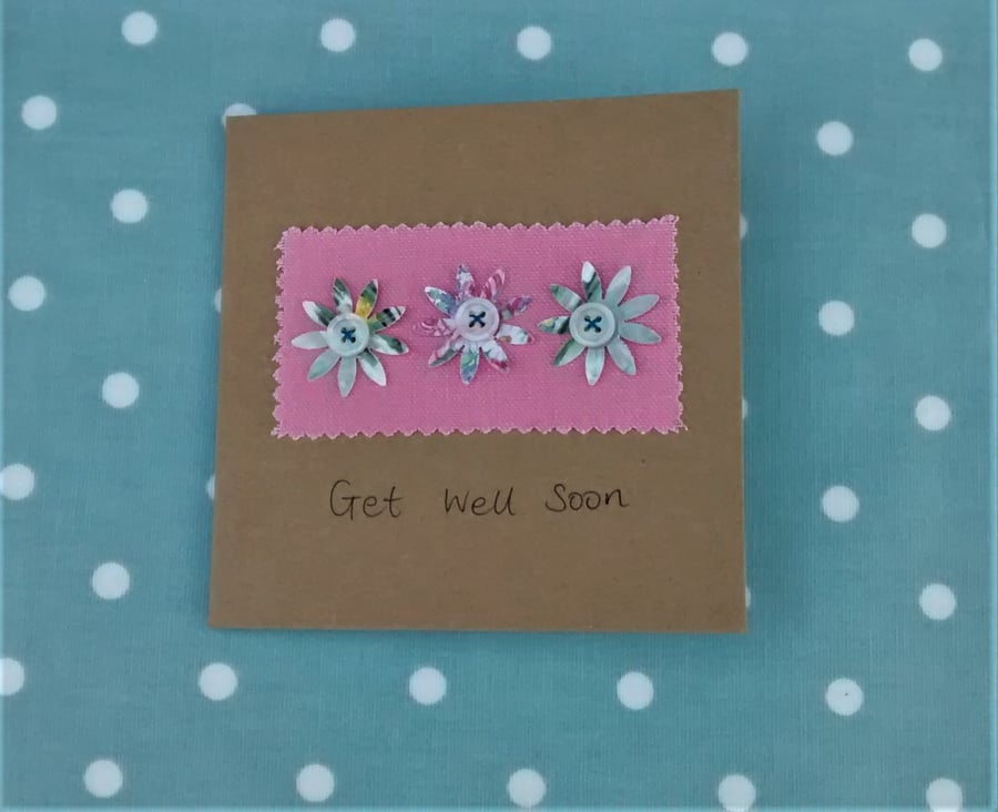 Get Well Soon Card, Floral Card, Handmade 