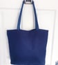 Handmade Reversible Denim Tote Bag - Embroidered Heart - Image 3