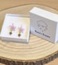 Sterling silver flower pot earrings, floral jewellery (EAR-0015) - Image 3