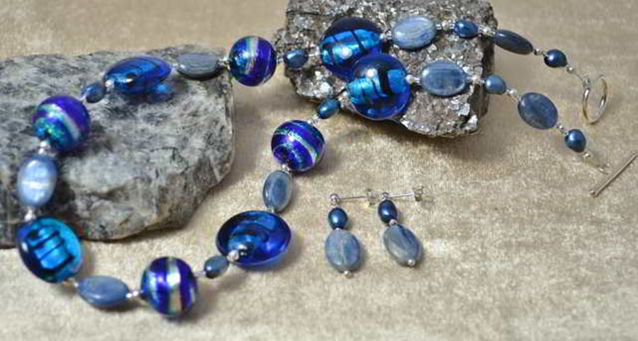 Kyanite & Murano Glass Jewellery Set