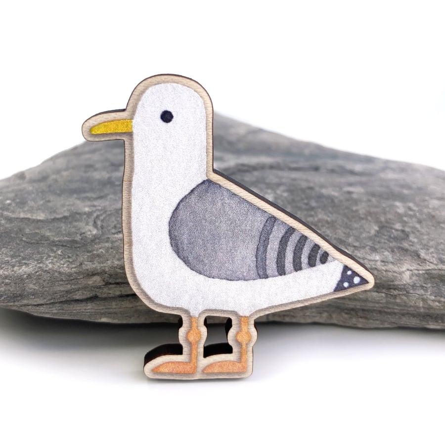 Seagull Fridge Magnet - Maple Wood Magnet - Seaside Kitchen Coastal Decor