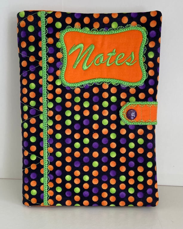 A5 Notebook with Reusable Book Cover  - DOTTY Fabric