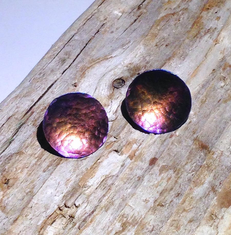 Coloured Titanium and Sterling Silver Stud Earrings - UK Free Post