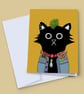 Punk Cat Blank Greeting Card, Cat Birthday Card, Black Cat Card