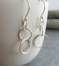 Silver circle earrings, Double twisted rings, Lightweight dangles - Image 5