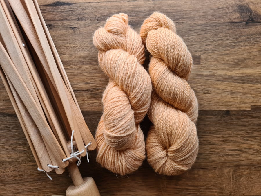 Naturally plant dyed non-superwash British Romney DK Wooltrace wool yarn