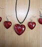 Red heart earrings with glass bead - Image 3