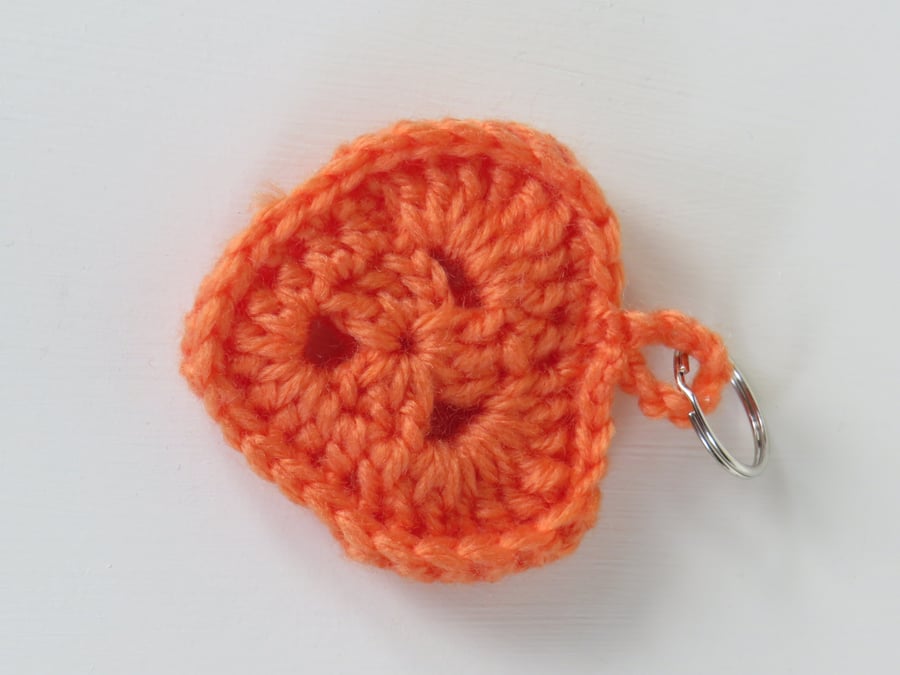 Crochet heart key ring