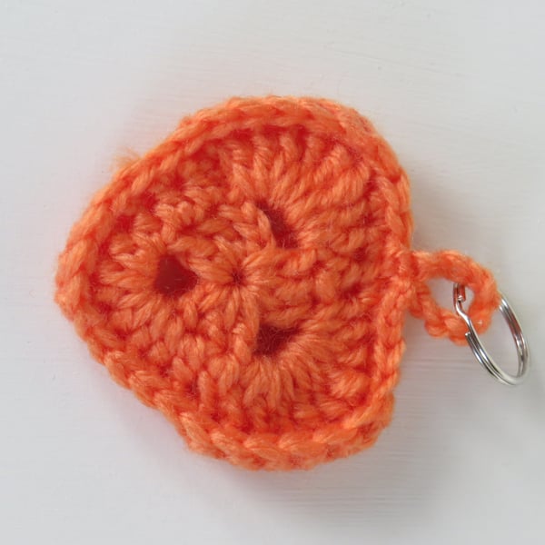 Crochet heart key ring