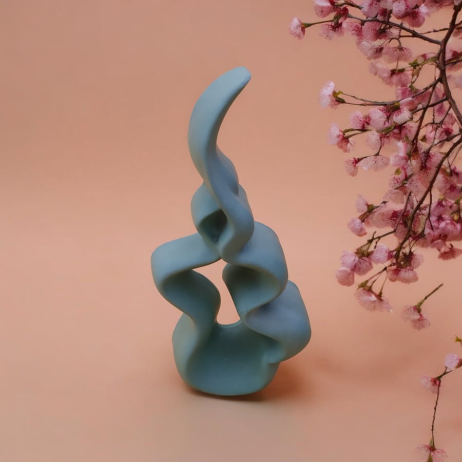 Abstract Flame Ornament - Jesmonite Ornament, Green.