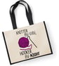 Knitter By Day Hooker By Night Large Shopper Canvas Bag Funny Rude Knitting Joke - Image 3