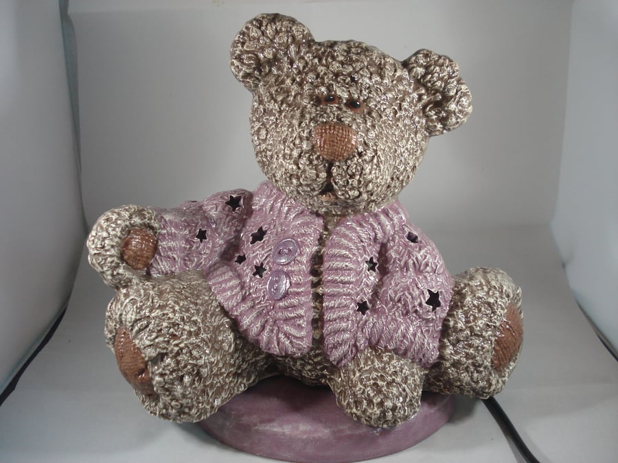 Ceramic Teddy Bear Figurine Table Lamp Light Nursery Baby Ornament Decoration.