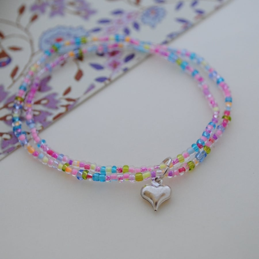 Child-Heart charm stretch bracelet