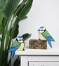 Blue tit door ornament, wooden decoration for door, hand painted bird. - Image 7