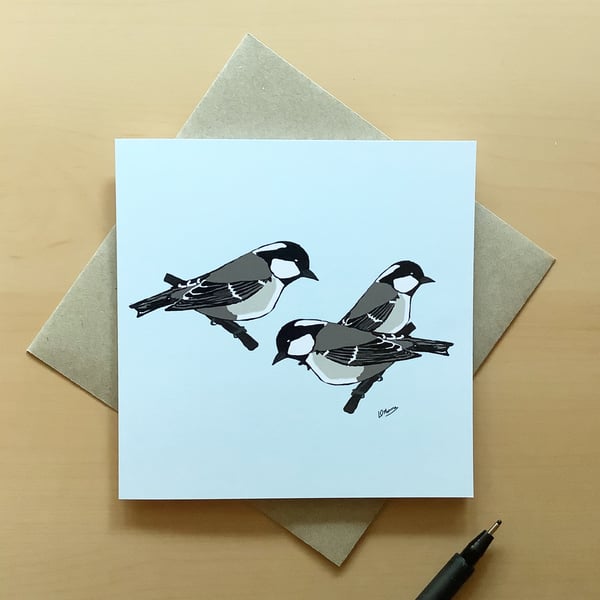 Greetings card - garden birds - birthday card