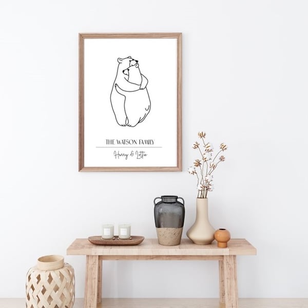 Bear Family Print - Personalised Print fundraising for Charity - read more below