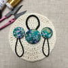 Japanese Fabric Turquoise Tiny Blossoms Hair Ties Hair Bobbles