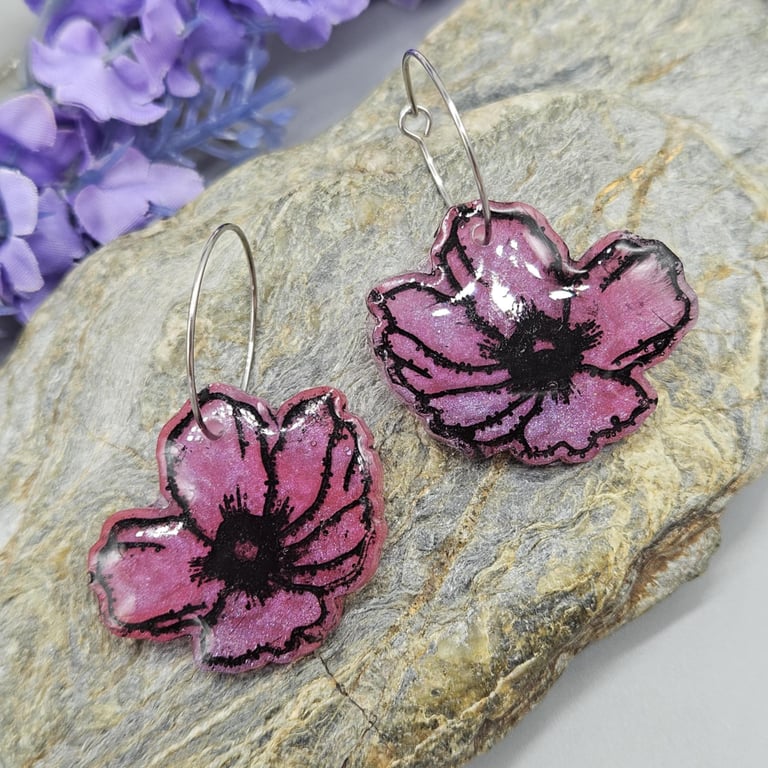Poppy Earrings, Flower Earrings, Jewellery for Her, Gift for Nature Lover