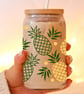 Pineapple Libbey Cup with Glass Straw and Bamboo Lid Summer vibes 16oz