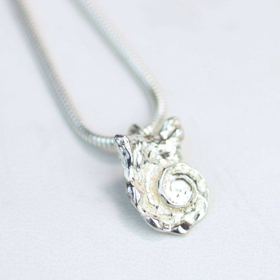 Silver shell pendant - shell necklace - beach necklace - shell jewellery - eco s