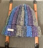 Handmade Crochet Beanie Hat – Blue, Purple & Green Mix