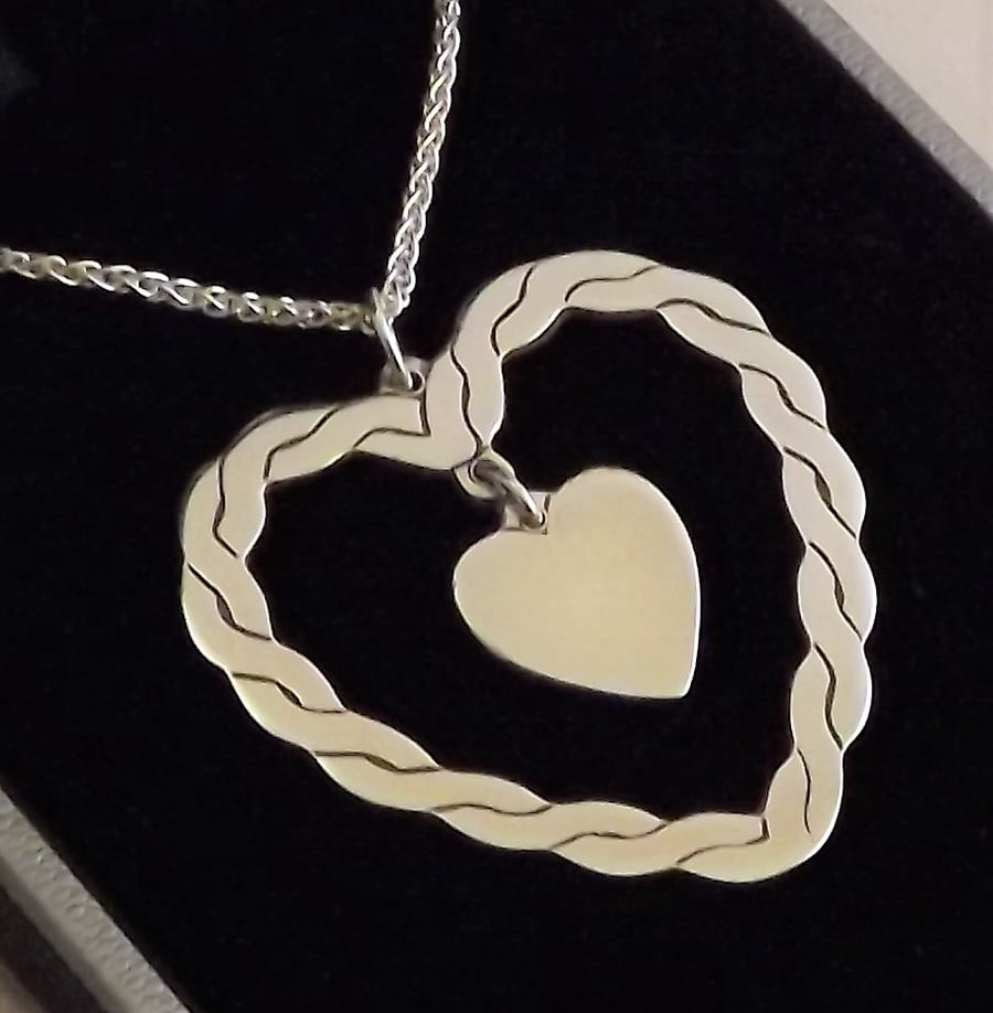 Celtic Heart Pendant, Silver Welsh Jewellery, Handmade Gift for Her